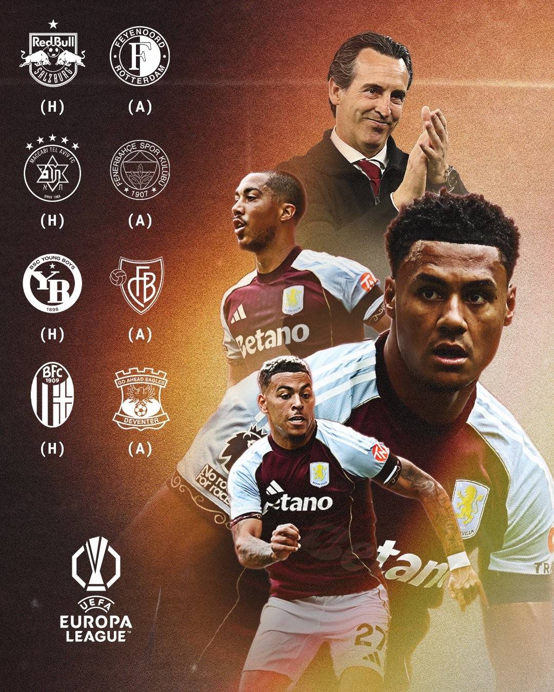 欧联焦点：阿斯顿维拉逆转达勒姆获胜